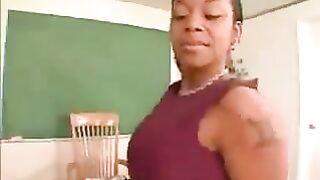 Black lesbians with saggy boobs licking each other.