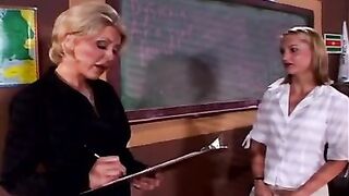 Old Mature & Young Teen Lesbian - New Teacher Diciplined
