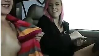  lesbians inside car in parking lot
