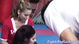 Lesbian babe rimming babe in costume