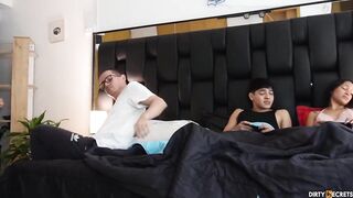I SHARE A BED WITH MY STEPSISTER AND HER DAD, AND WE FUCK BEHIND HIS BACK IN THE SAME BED