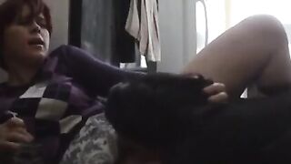 Two amateur lesbians on the floor