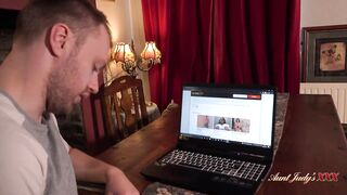 AuntJudysXXX - Busty Mature Stepmom Ms. Molly catches her Stepson masturbating to porn