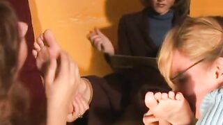 Office girls worship Bossy Dina feets