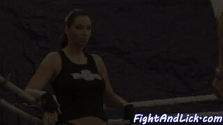 Lesbian babe anally fucked with strapon