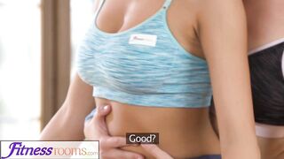 Fitness Rooms Cute freckled big tits teen has gym sex
