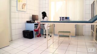 Busty Blonde slut gets fisted hard in the doctors Office