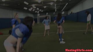 Athletic coeds eat pussy after playing sports
