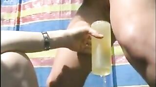 Lesbian girl drinks a lot of her girl friend's pee