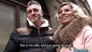Public Agent very sexy wife and milf has indecent proposal in front of her husband