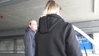 Parking garage escalation! This tail is ours! Thank you for your help in any way!