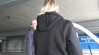 Parking garage escalation! This tail is ours! Thank you for your help in any way!