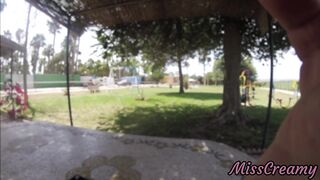 Real Flash - Naked in the public park I touch my stepfather's cock while strangers watch us