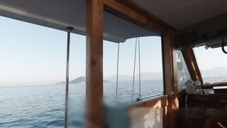 They used me as a whore on the yacht trip, fucked in three cocks in public and cum in mouth in turn.