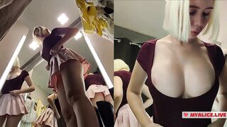 Camera in fitting room, amateur video from locker room
