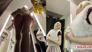 Camera in fitting room, amateur video from locker room
