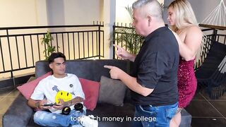 I fuck my Colombian Stepmom in the living room while my stepdad is on a call! Danyel Mast and Karen Sleent