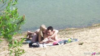 Real Teen Couple on German Beach, Voyeur Fuck with Stranger