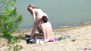 Real Teen Couple on German Beach, Voyeur Fuck with Stranger