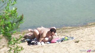 Real Teen Couple on German Beach, Voyeur Fuck with Stranger