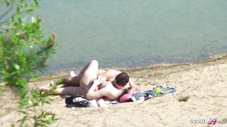 Real Teen Couple on German Beach, Voyeur Fuck with Stranger