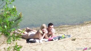 Real Teen Couple on German Beach, Voyeur Fuck with Stranger