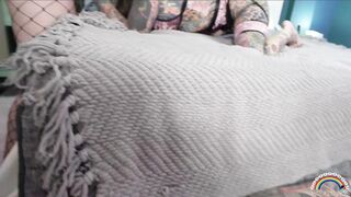 Wife Cucks Husband in their bed with a big titty trans woman - Tigerlilly - Lucy Hart - Cum Eating