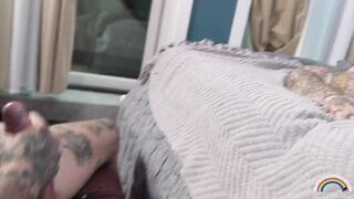 Wife Cucks Husband in their bed with a big titty trans woman - Tigerlilly - Lucy Hart - Cum Eating