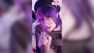 Nerdy emo girl blowjob gets glasses dirty Close up Vertical Pov Kakao chan