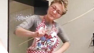 Two nasty German dominas spanking the big ass of their male servant