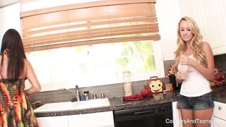 Rebellious blonde fucks her dad's new girlfriend