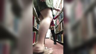 Amateur Lesbians Fuck With a Strap-On in a Library