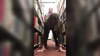 Amateur Lesbians Fuck With a Strap-On in a Library