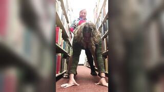 Amateur Lesbians Fuck With a Strap-On in a Library