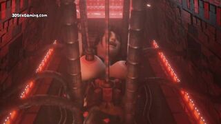 AI Robot Cum Machine Experimenting An Milking Brunette MILF - 3D Animation