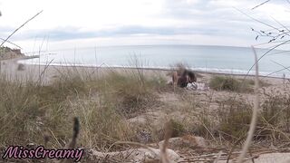 French teacher Slut Blowjob Amateur on Nude Beach public front stranger with Cumshot - MissCreamy