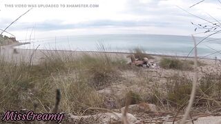 French teacher Slut Blowjob Amateur on Nude Beach public front stranger with Cumshot - MissCreamy