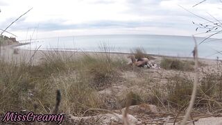 French teacher Slut Blowjob Amateur on Nude Beach public front stranger with Cumshot - MissCreamy