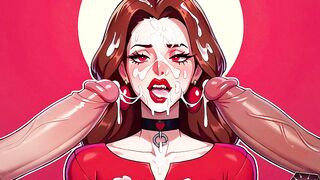 AI generated hentai anime cartoon, Sex in the Cinema Theater, uncensored Cock Anal and vaginal creampie