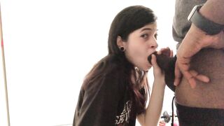 Lesbian Attempts First Blowjob on BBC Roommate