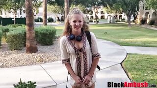 Nubile Luna unknowingly casting for first interracial facial