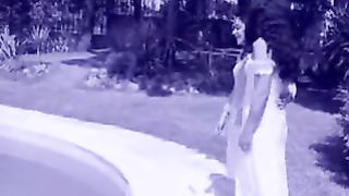 Two neighbors alone in the garden.