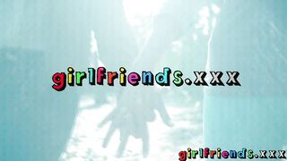 Girlfriends Kira Zen fingers big tits friends shaved pussy