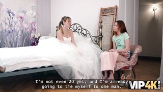 VIP4K. Slutty Russian bride Polly Yangs is having a threesome right before her wedding