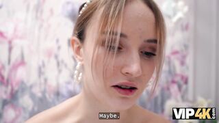 VIP4K. Slutty Russian bride Polly Yangs is having a threesome right before her wedding