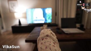 Hot Brunette gets Orgasm from Her Favorite Porn