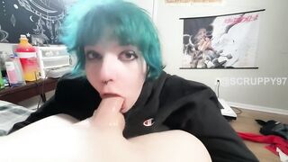Emo Girl Uses Throat and Huge Tits to Milk Big Dick and Gets Facial