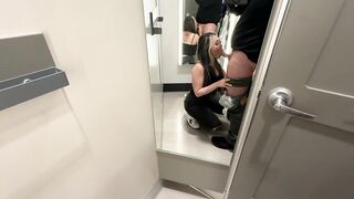 Risky Quickie With Asian in Target Dressing Room Ends With Creampie