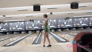 Bowling fun and date then some naughty play with Fiona Peaches, pussy play POV