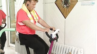 Grandma goes to the gym to fuck, grandpa thinks she wants to get fit for him!